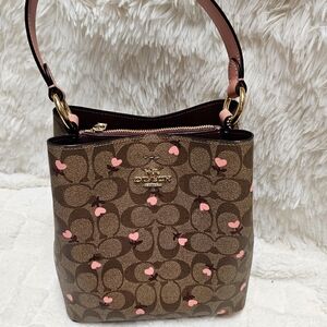 Coach NWOT Bucket Bag In Signature Canvas With Heart Floral Print